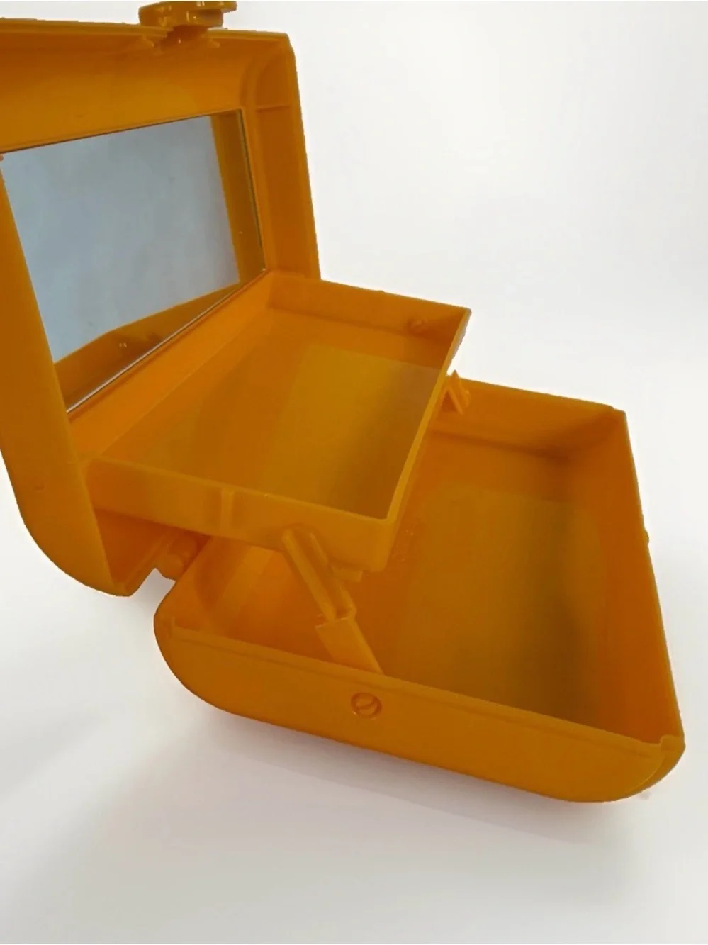Caboodles Take It Touch Up Tote Yellow Retro Aesthetic Makeup Case Mirror Tray